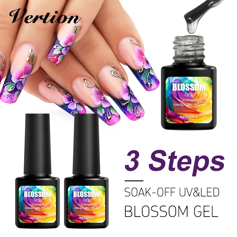 Verntion Blooming Effect Flower Gel Polish Soak Off Long Lasting UV