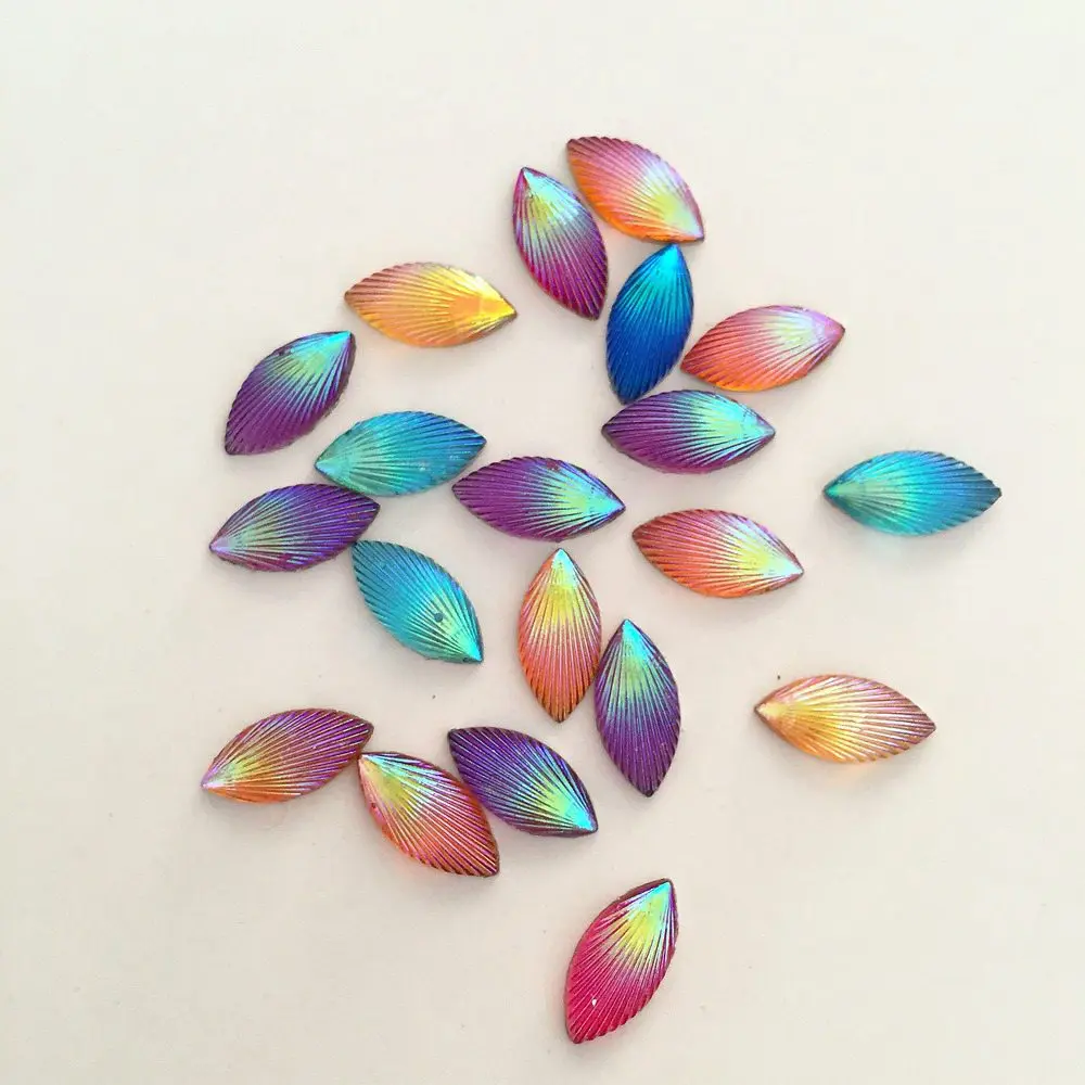 

Hot 40pcs AB resin 7*15mm horse eye Flatback shell rhinestone Scrapbook DIY Wedding ornaments buttons crafts PC73