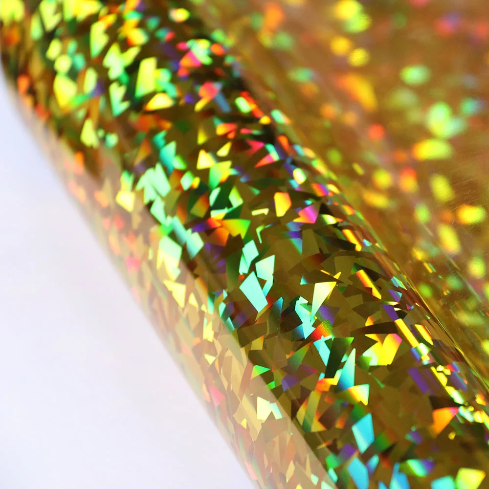 

50x100cm Holographic Crystal Gold Heat Transfer Vinyl HTV Heat Press Paper for DIY Clothes T-shirt Hot Stamping Film