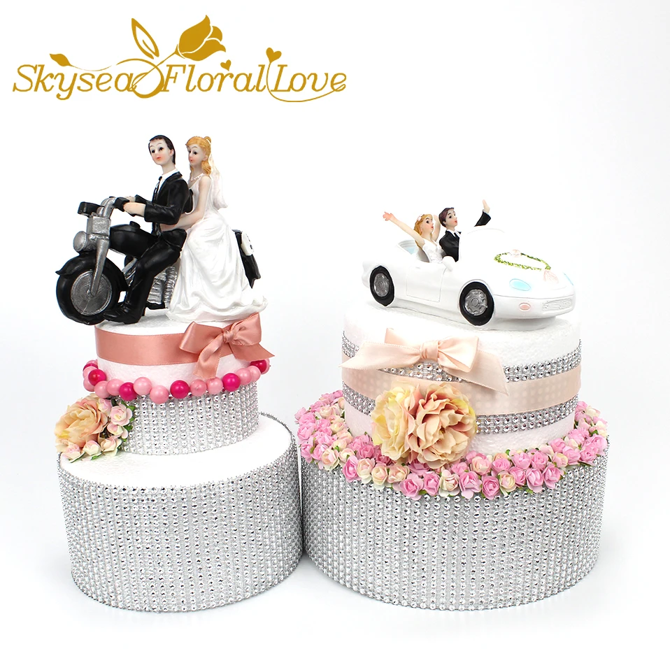 Wedding Cake Topper Romantic Bride Groom Motorcycle Car Resin Cake