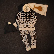 New Fashion Designer Baby Boys Girls Clothes Set Autumn Winter Cartoon Knitted Sweater And Pants Children Clothing Kids Clothes