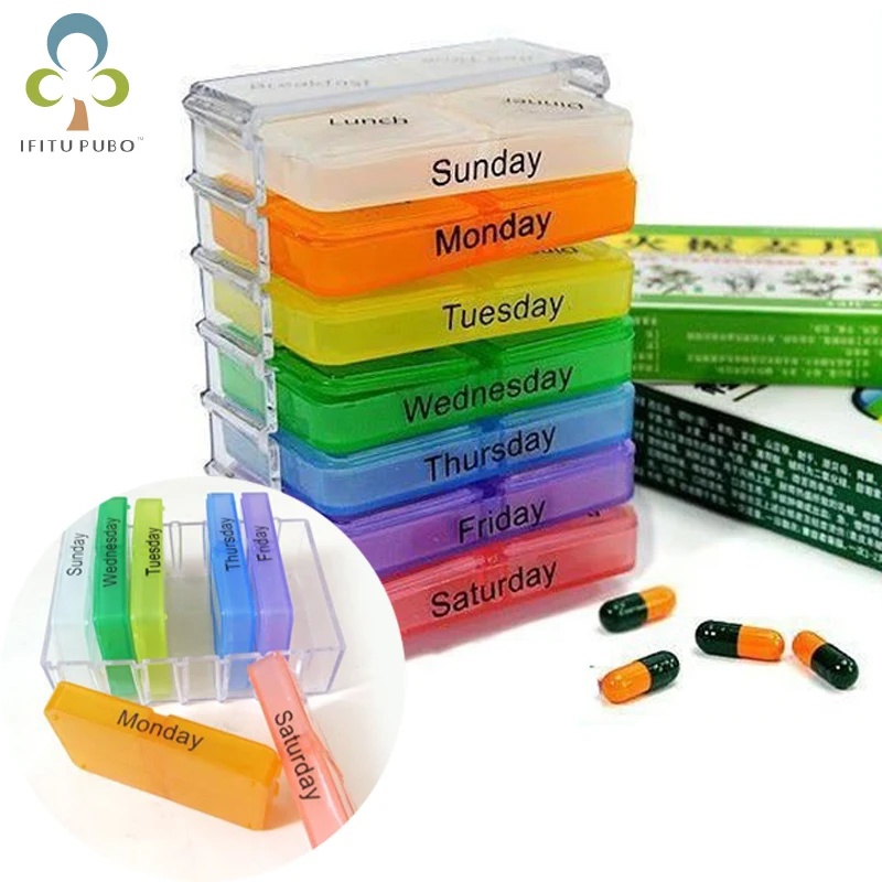 

7 Days Pill Case Tablet Sorter Medicine Weekly Storage Box Container Organizer Medicine Organizer Splitters Pill Box RQX