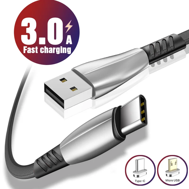 

Micro USB Type-C Cable Fast Charging Data Wire Cord 1m 2m on the for Samsung S10 S9 S8 Plus Huawei Xiaomi Android Charger Cable