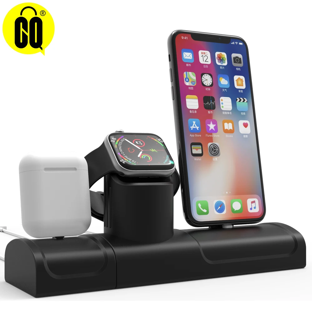 

3-In-1 Charging Stand For iPhone X/XS Silicone Charging Dock Station For Apple Watch 1/2/3/4 Desktop Holder For Airpods