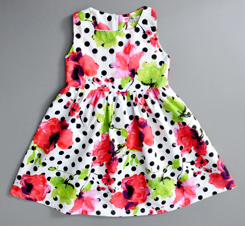Verano niña vestido de punto grande flor del vestido del