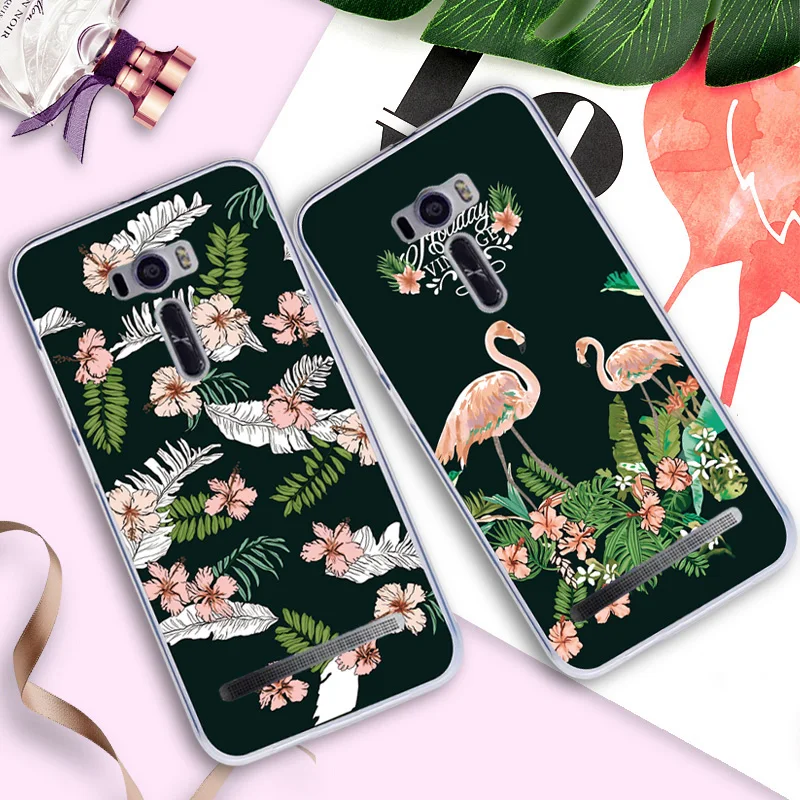 

Case For Asus ZenFone 2 Laser 6.0 ZE601KL Z011D Cover Silicone Cute Animal Flamingo Phone Bags Floral Shell Fashion New