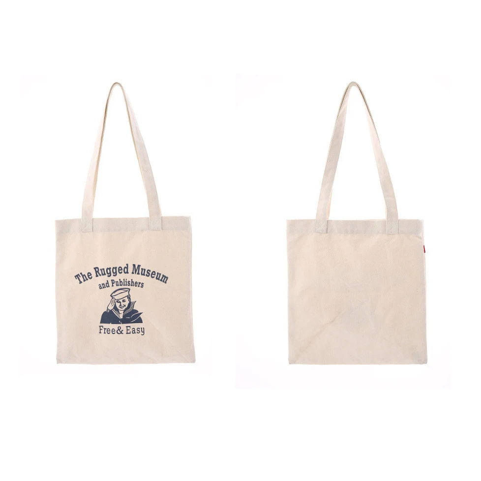 Free Shipping Casual Style Canvas Shopping Bags Pure White Color With