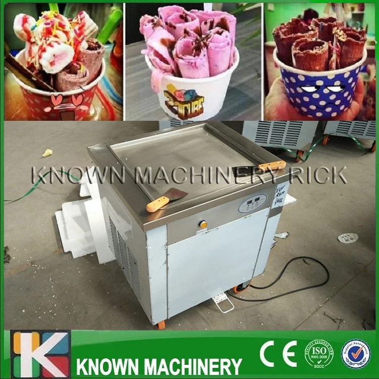 

Free shipping hot sale flat pan fried ice cream machine SINGLE PAN Stainless steel Ice Pan Machine roll ice cream maker
