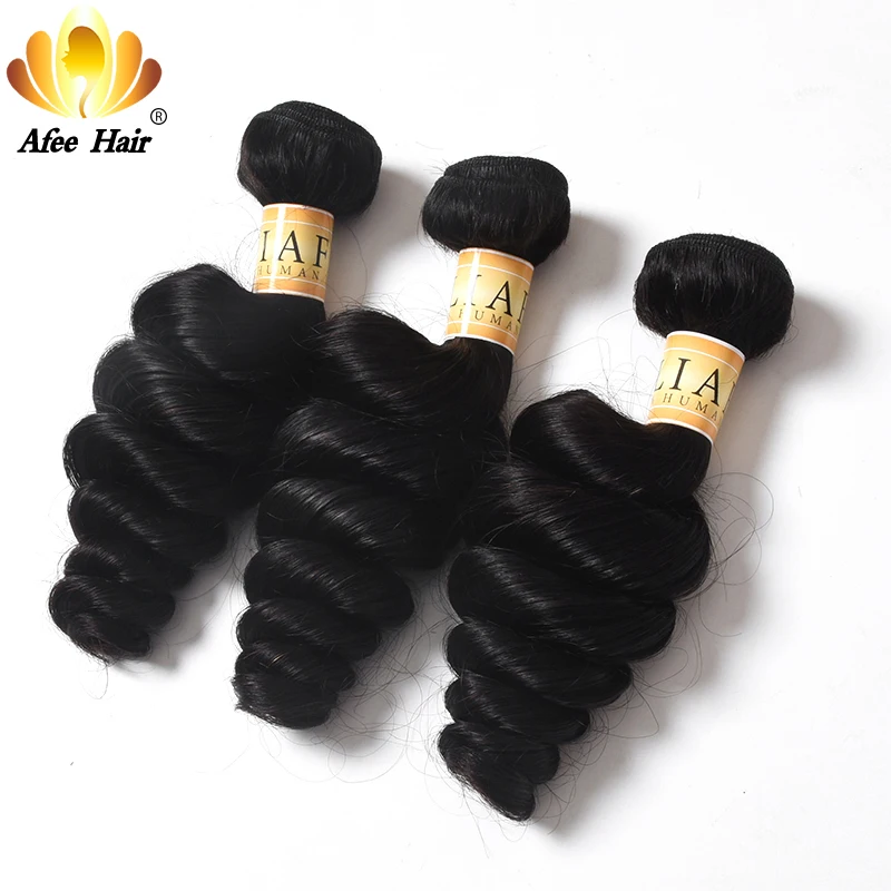 AliAfee Hair Brazilian loose Wave Weave 1 Bundle Deals 8-28 Inch Brazilian Hair 100% Human Hair Extensions 1B Non remy Hair