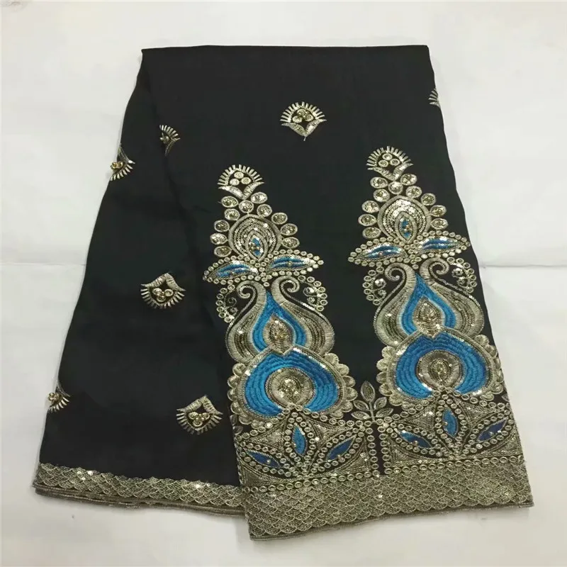 

LX!African George Fabric royal blue High Quality George Lace raw silk george wrappers 2018 nigerian lace fabrics ! L81709