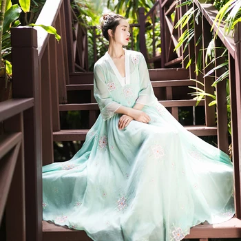 

IRINAW612 new arrival summer 2018 vintage v neck three quarter sleeve see through long floral embroidered chiffon dress women