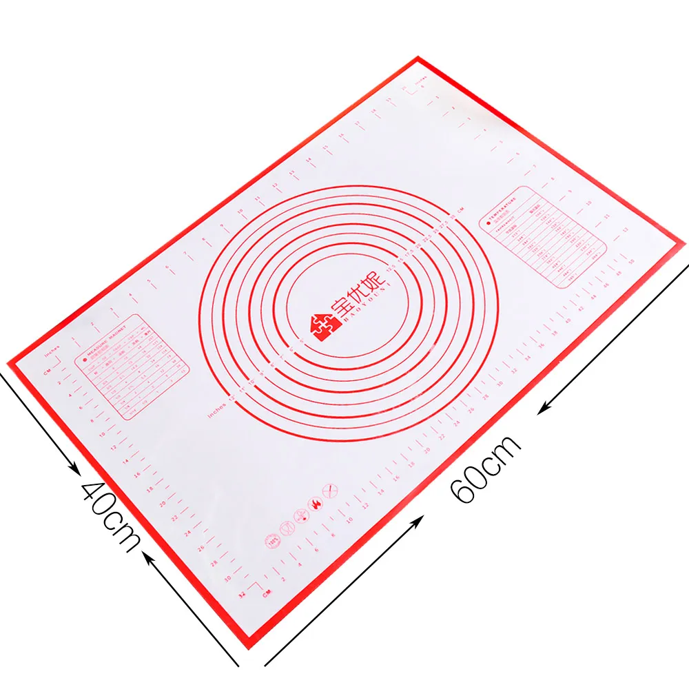 Прямоугольная рулон тип оборудование для выпечки выпечка коврик кухонный силиконовый коврик для раскатки теста столешница DQ9076 - Цвет: 60x40cm(Red)