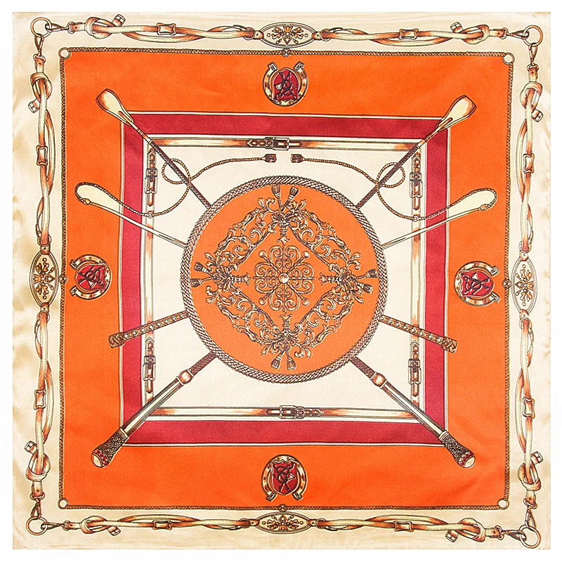 

[POBING]2017 New Spring Silk Scarf Women Square Scarves Spain Print Design Bandana Office Lady Gift Foulard Accessory 60cmX60cm