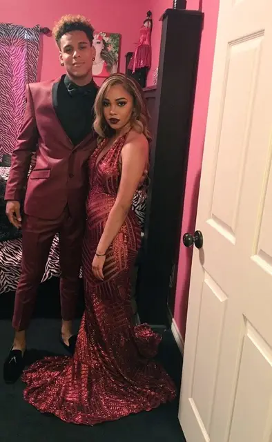Wine Red Halter Backless Prom Dress