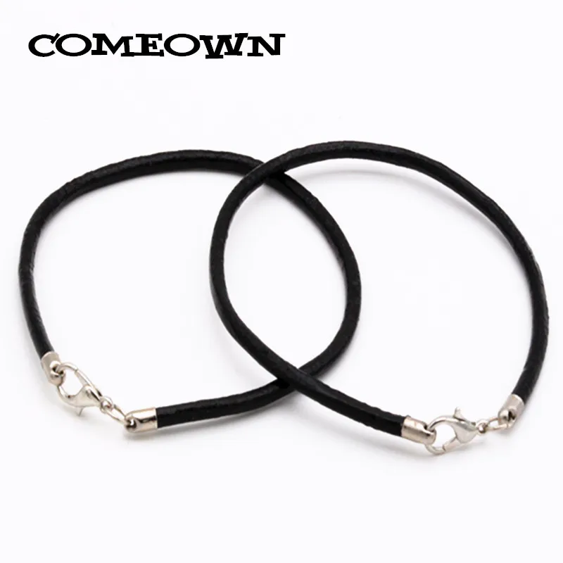 COMEOWN 10 шт. 3 мм 16-25 см черные мужские кожаные шармы браслеты шнур/веревка с