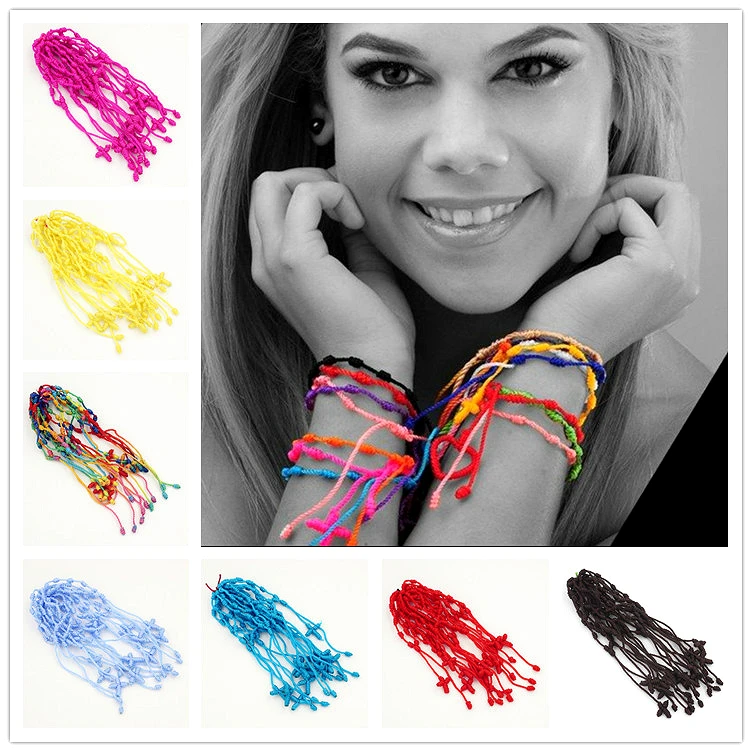 

19 Colors Rosary Religious bracelet hand rope Hand Made Knotted Rosary Bracelets Pulseras Decenarios with Cross