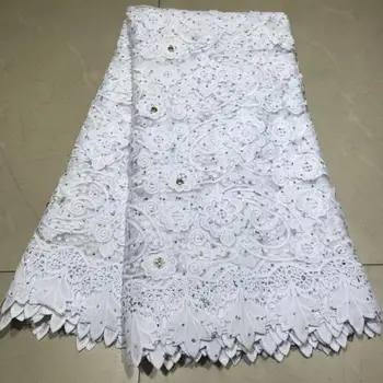 

Hot Sale African White Swiss Voile Lace Fabric High Quality With Stones Swiss Voile Lace In Switzerland African Lace Fabric