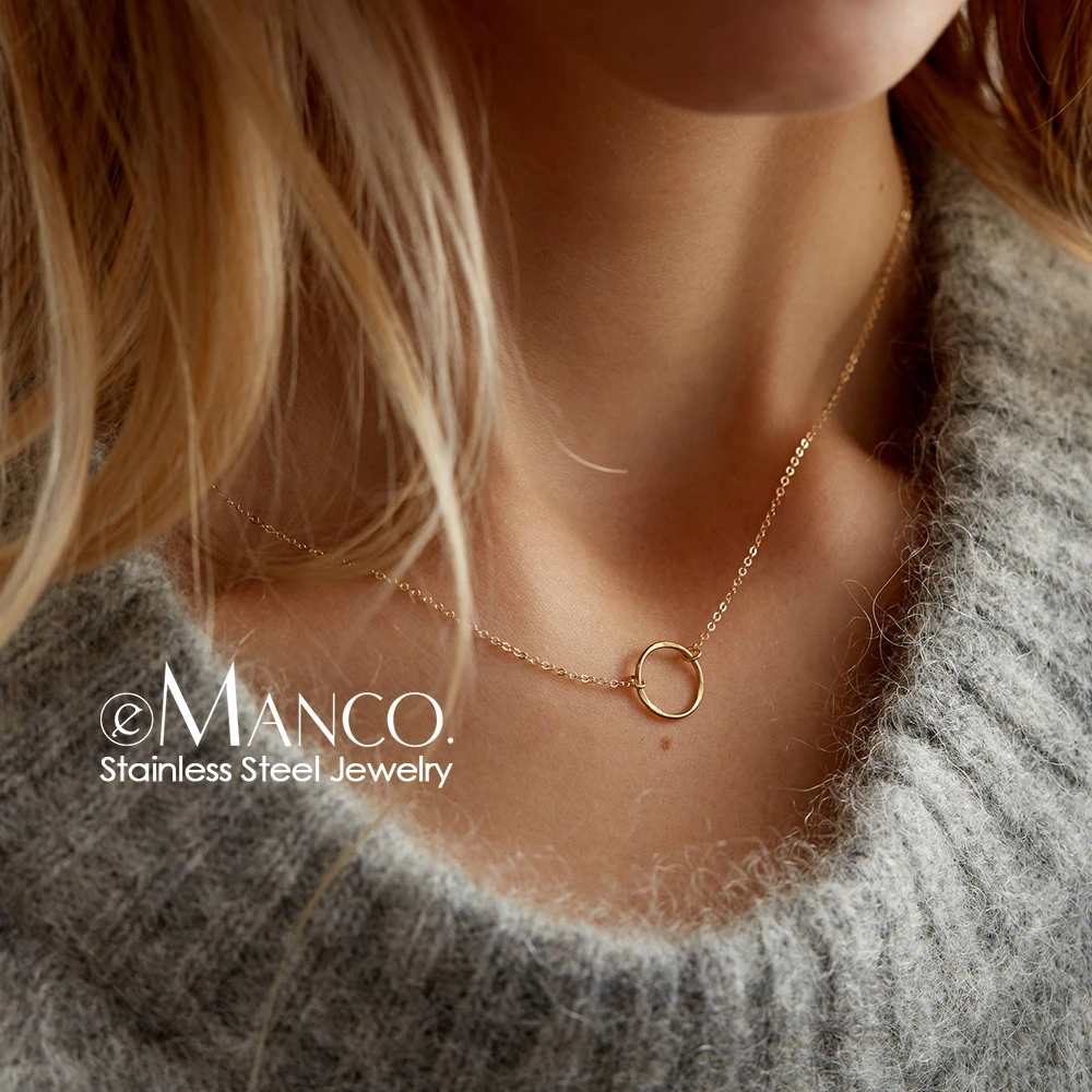 e Manco statement necklace women dainty stainless steel necklace choker pendant necklace fashion jewelry|Pendant Necklaces| - AliExpress