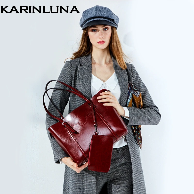 

KarinLuna natural cow leather genuine Leather Handbags Big Women's Bag Female Bags Ins Brand Shoulder Bag Lady Large Bolsos