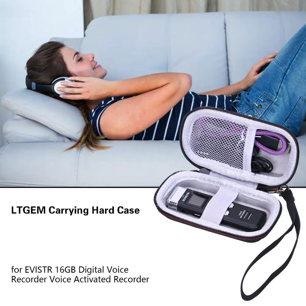 

LTGEM EVA Black Carrying Hard Case for EVISTR 16GB Digital Voice Recorder Voice Activated Recorder