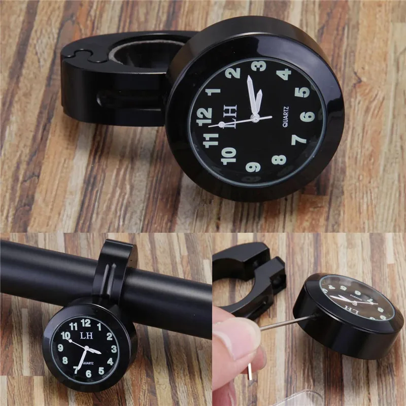 Universal Black 7/8" 1" Handlebar Mount Motorcycle Motorbike Clock