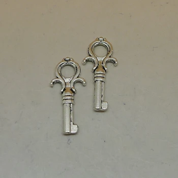 

RONGQING 100pcs/lot Tiny Jewelry Accessories 27x12mm Key Charms Wholesale