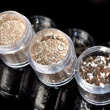 1 коробка, платиновая блестящая пудра для ногтей, Шестигранная форма, порошок для ногтей, пылевые кончики, украшение для ногтей