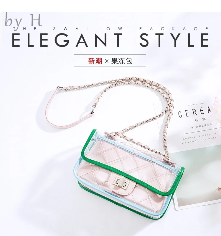 

by H caviar bag boyfriend style quilted bag genuine leather two bags 2 pcs/set Holiday PVC Transparent Plaid Shoulder Crossbody