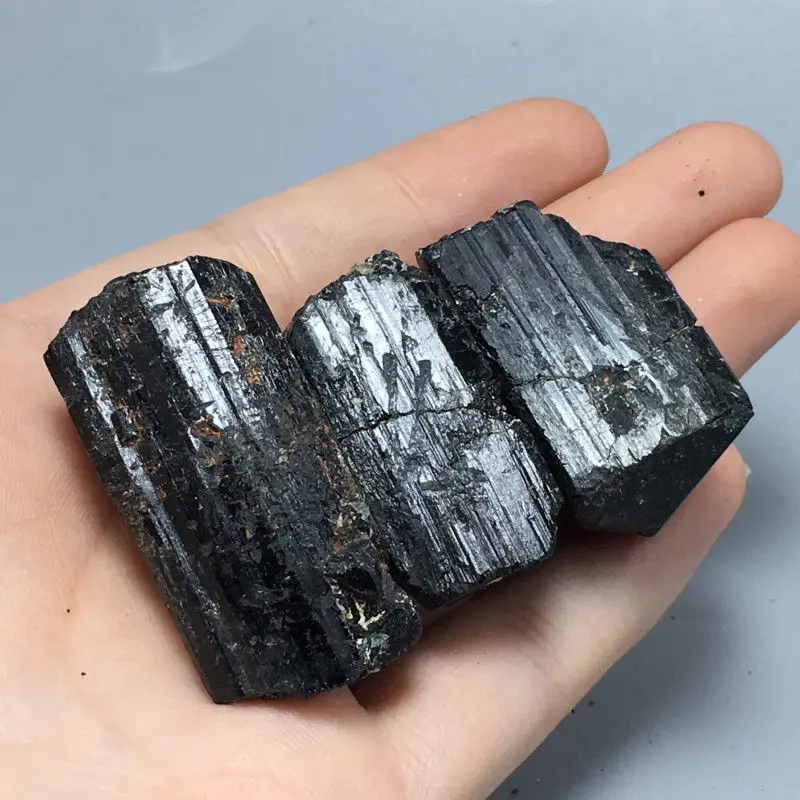 3pcs Raw Black Tourmaline Mineral Specimen Chakra Crystals and stones Metaphysical air cleaning for healing stone