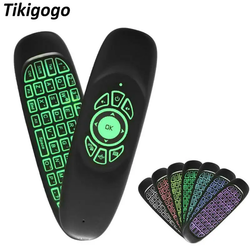 

Backlit C120 Colorful Backlight 2.4G Wireless Air Mouse Keyboard remote controller for Android Smart TV Box Windows computer