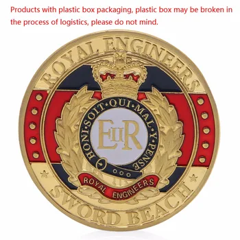 

Royal Engineers Sword Beach Gold Plated Commemorative Challenge Coins Souvenir