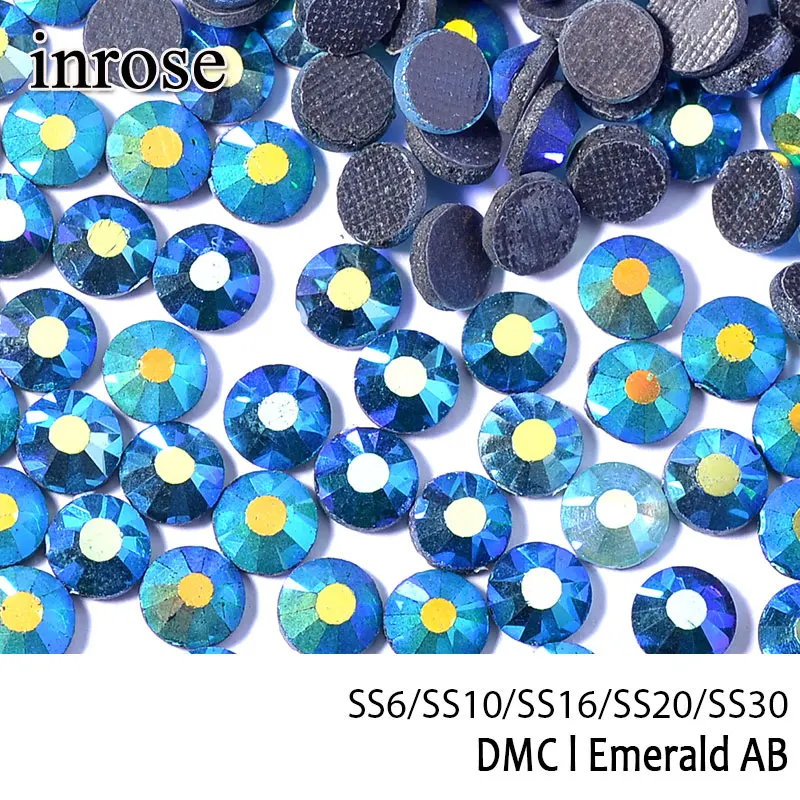 

SS6 SS10 SS16 SS20 Heat Transfer Flatback  Emerald AB DMC Hot Fix Rhinestones for Phonecase Decoration DIY Nail Art