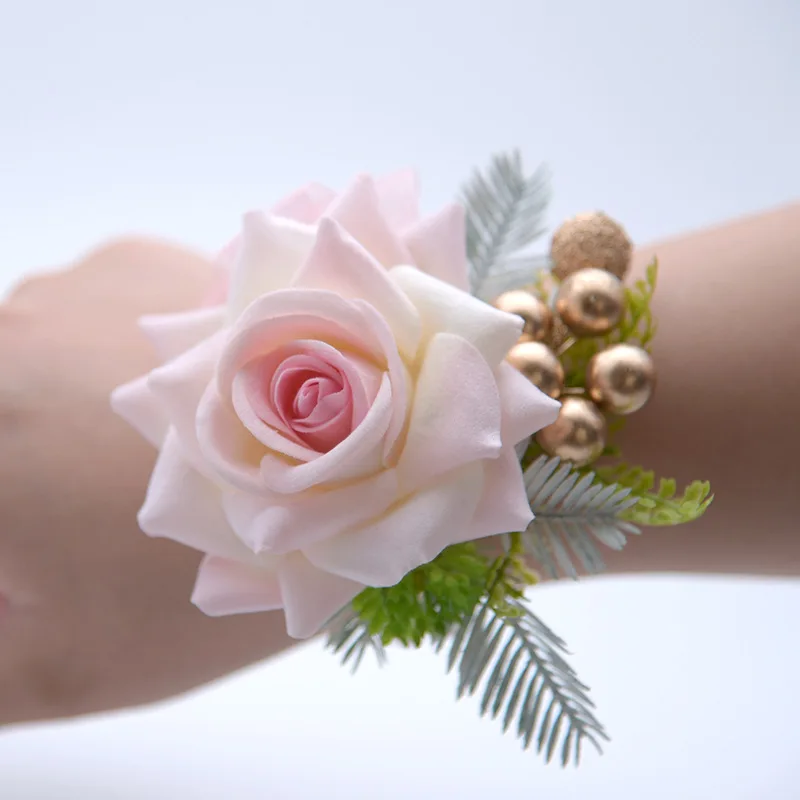 

Wrist Corsage Bridesmaid Sisters Hand Flowers Artificial Bride Flowers For Wedding Dancing Party Decor Bridal Prom Accessories