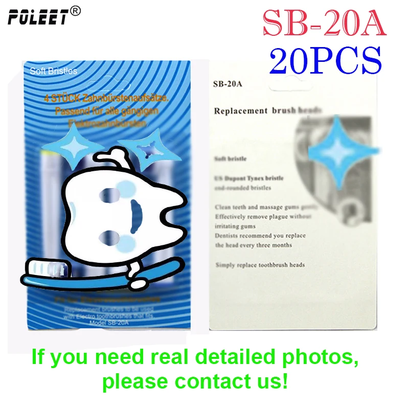

Poleet 20PCS=5Packs Electric Toothbrush Replacement Head SB-20A For Oral-Bi Toothbrush Heads SB20A Oral Hygiene Soft-bristled