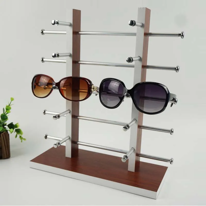 10 пар 3D стеллаж для выставки Очков Дерево Съемный двойной ряд солнцезащитные очки Показать Стенд получить ювелирные очки Рамочная полка