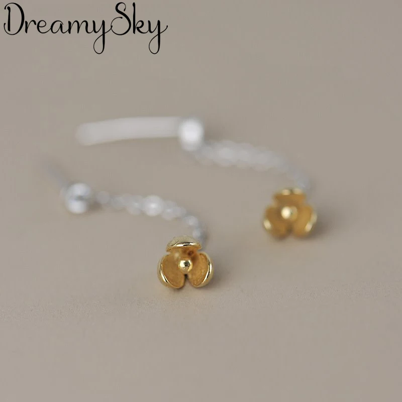 Корейский сладкий 925 пробы Серебряный цветок магнолии серьги для женщин S925 серебряные ювелирные изделия девушки подарки Pendientes oorbellen