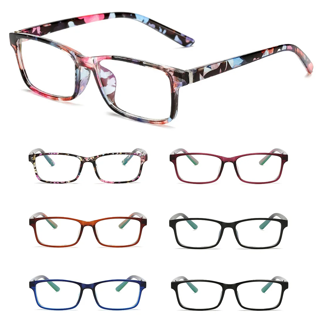 

Rectangle Glasses Frame for Women Fashion Floral Transparent Lens Eyeweaer Men Clear Lens Spectacle Frames oculos de grau