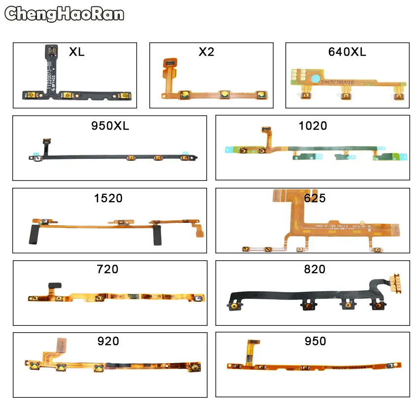 

ChengHaoRan Power On/Off Volume Button Switch Flex Cable For Nokia Lumia XL X2 RM-1013 625 640XL 720 820 920 950 950XL 1020 1520