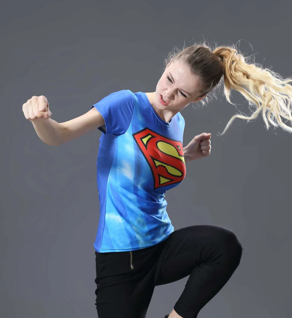 Супермен против Бэтмена компрессионная футболка с 3D принтом Женская Новинка короткий рукав модные топы Женский Косплей Костюм для леди