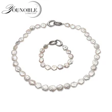 Настоящее натуральное ожерелье с жемчугом в стиле барокко, браслет, ювелирный набор для женщин, Свадебный белый жемчужный набор, вечерние Подарок на годовщину