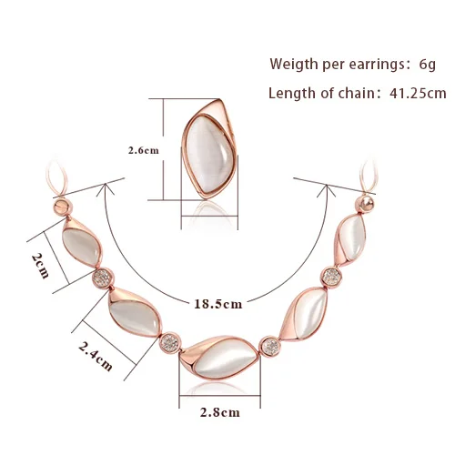 Viennois роуз сливочный опал комплект ювелирных изделий для женщин горный хрусталь искусственного кошачий глаз камень серьги колье свадебные ну вечеринку