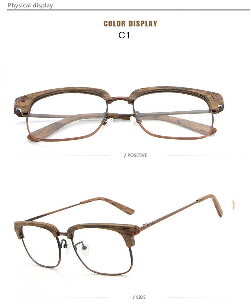 AZB, винтажные очки с прозрачными линзами, деревянная оправа для очков, для женщин и мужчин, очки для близорукости, оправа, деревянная, компьютерная, для чтения, простая оправа