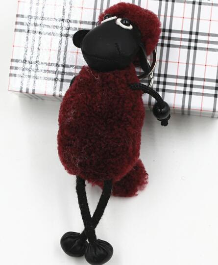 Sheep keychain Real lambs wool Fur keychain key ring  Pom Pom Keyring Bag Car Trinket Women Gift
