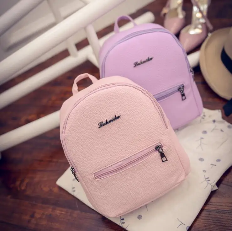 

2018 New Sweet College Wind Mini Shoulder Bag High Quality PU Leather Fashion Girl Candy Color Small Backpack Female Bag