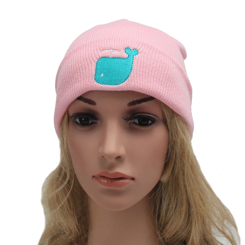 200pcs/lot New Style Knit Dolphin Pattern Cute Warm Winter Hats for