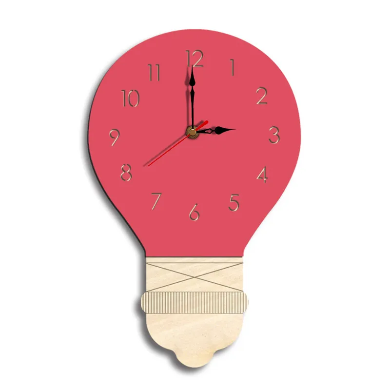 European wall clock children's room mute light bulb creative living room home cartoon acrylic clock wall hangings