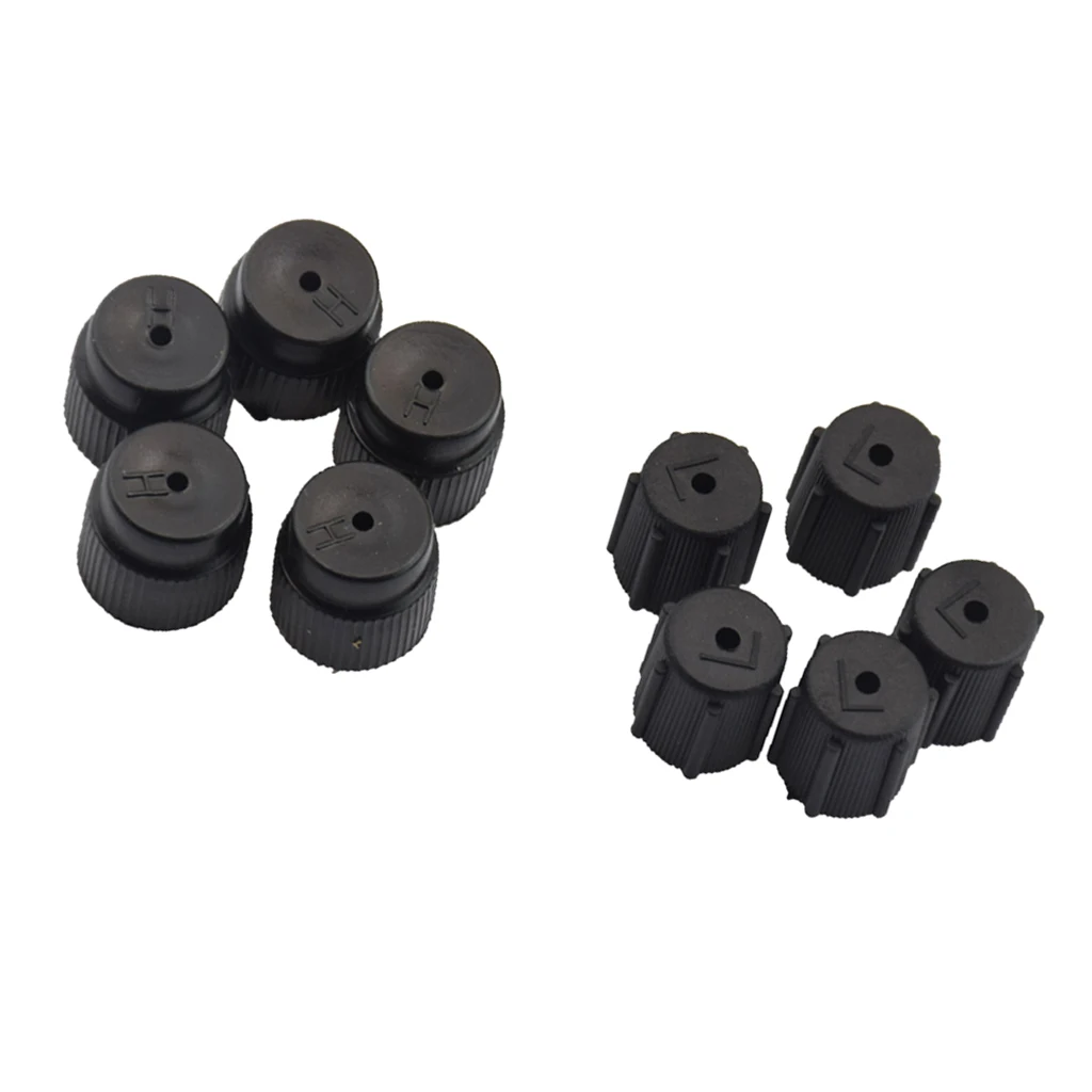 10 Pieces Car R134a 5 Low 13mm & 5 High 16mm Air Conditioning Service AC Charging Port Cap Universal  Black