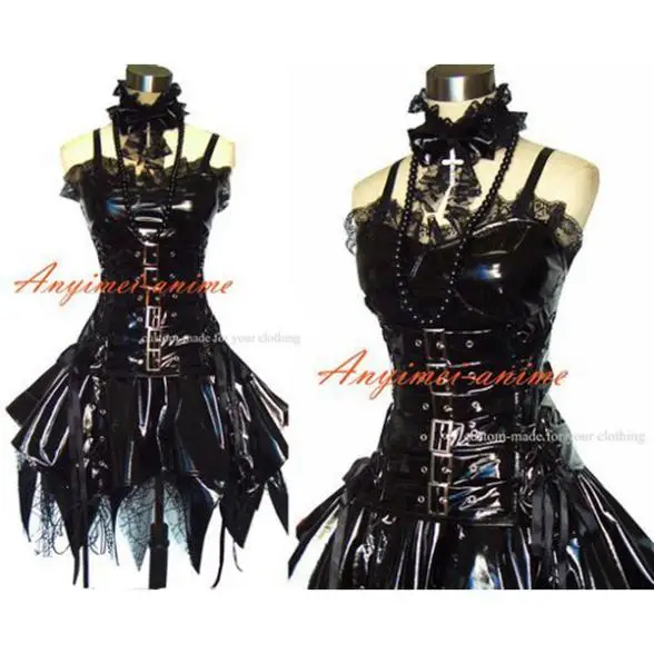 

Sissy Maid Gothic Lolita Punk Black Pvc Outfit Dress Cosplay Costume Tailor-made[G368]