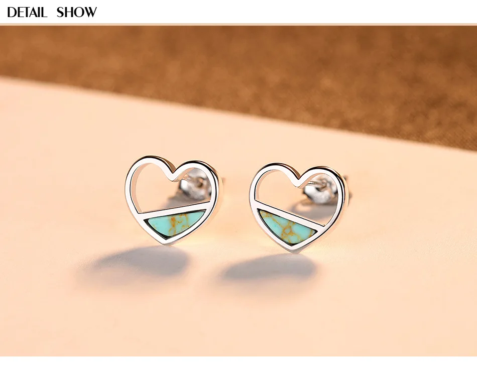 

S925 Sterling Silver Earrings Heart Style Temperament Simple Fresh Earrings LBM42