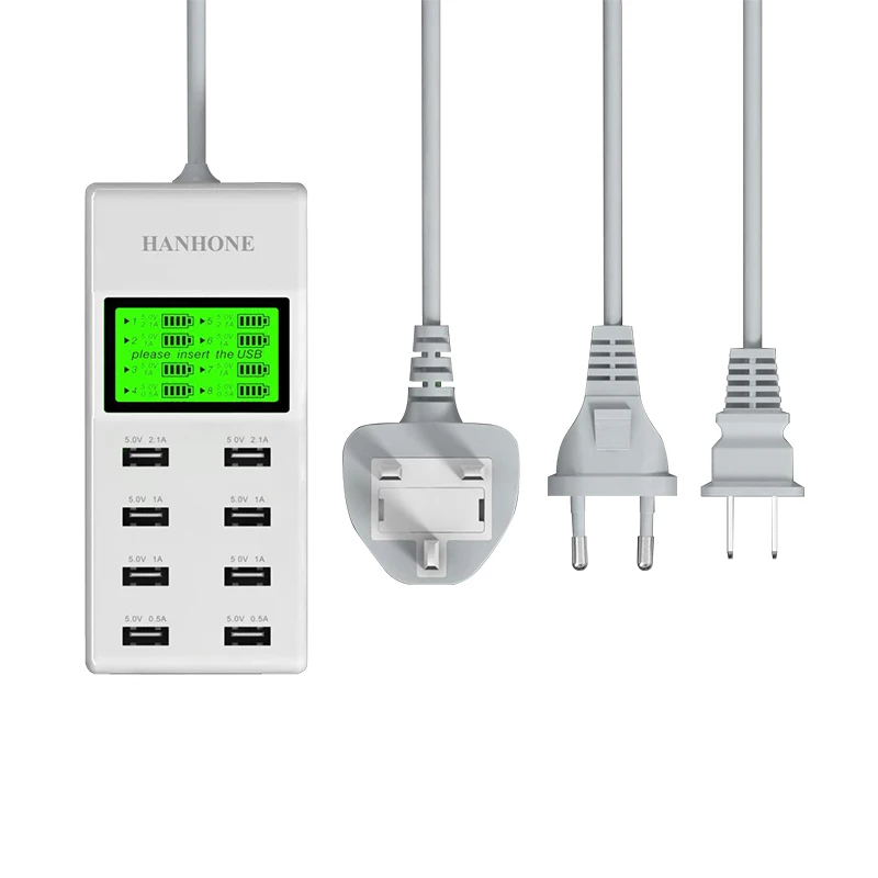 HANHONE 8 USB Port Adapter Charger Desktop Charger With LED Display Mobile Phone Charger For iPhone Samsung iPad Tablet Nokia (8)
